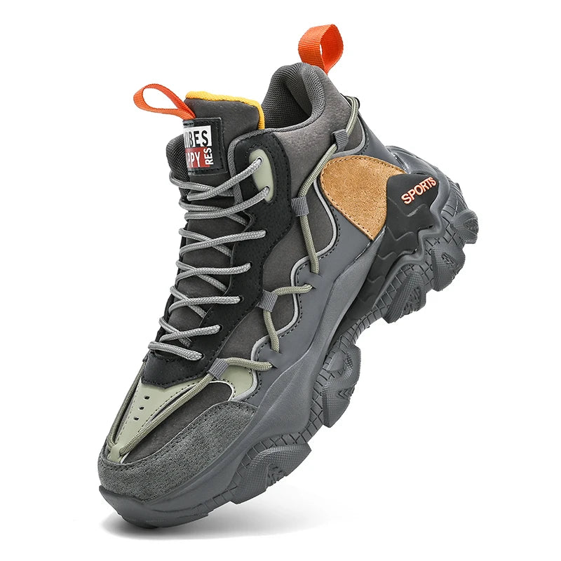 Men Run Sneakers Lace up Walking High Top Basketball  Supportive Sports Road Running Shoes Youth Student Casual Cricket Shoe