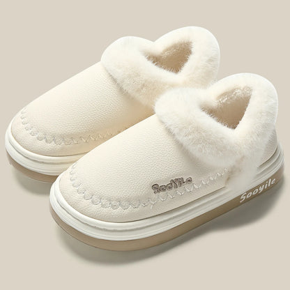 New QYCKABY Faux Fur Winter Boots Women Waterproof Faux Suede Short Plush Snow Boots Man Non Slip Platform Cotton Padded Shoes ﻿