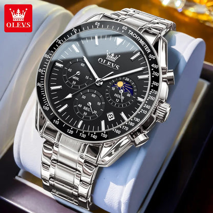 OLEVS Multifunctional Men's Watch Fashion Business Calendar Waterproof Luminous Quartz Watch Luxury Brand Moon Phase Men's Watch