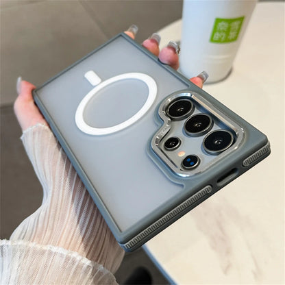 Luxury Matte Magnetic Phone Case For Samsung Galaxy S24 S23 S22 Ultra Plus For Magsafe Wireless Charging Shockproof Back Cover