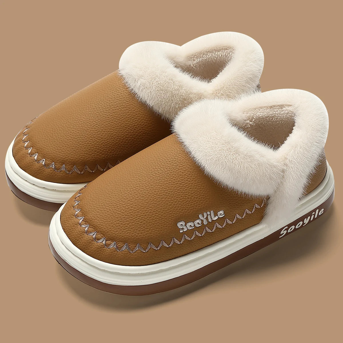 New QYCKABY Faux Fur Winter Boots Women Waterproof Faux Suede Short Plush Snow Boots Man Non Slip Platform Cotton Padded Shoes ﻿