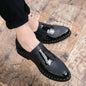 Fashionable Formal Men Shoes Lightweight Outdoor Loafers Thick Soled Wear-resistant Leather Shoes Black Gold andSilverSizes38-48