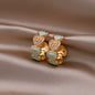 Korea new fashion jewelry 16K gold plated zircon letters M love love enamel C earrings elegant women's daily work accessories