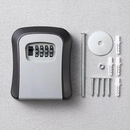 Wall Mount Key Lock Box 4 Digit Password Code Security Lock No Key for Home Office Key Safe Secret Storage Box Organizer