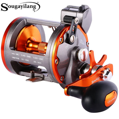 Sougayilang Saltwater Fishing Reels LS30/LS40 Trolling Drum Fishing Reel Saltwater Right Hand Fishing Reel Max Drag 25kg Pesca