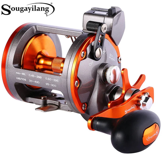 Sougayilang Saltwater Fishing Reels LS30/LS40 Trolling Drum Fishing Reel Saltwater Right Hand Fishing Reel Max Drag 25kg Pesca