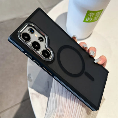 Luxury Matte Magnetic Phone Case For Samsung Galaxy S24 S23 S22 Ultra Plus For Magsafe Wireless Charging Shockproof Back Cover