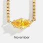 Birthstone Pendant Necklaces for Teen Girls Korean Fashion Eye Shape Crystal Gold Color Women Choker Chain Birthday Gift Jewelry