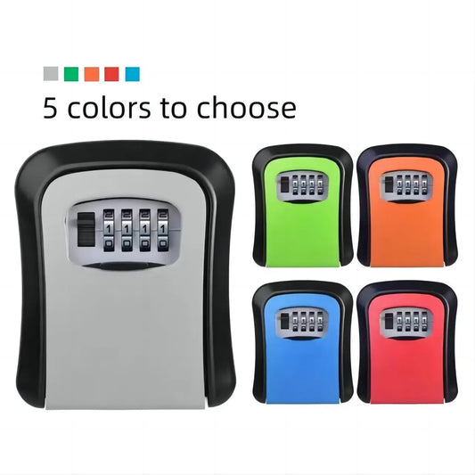 Wall Mount Key Lock Box 4 Digit Password Code Security Lock No Key for Home Office Key Safe Secret Storage Box Organizer