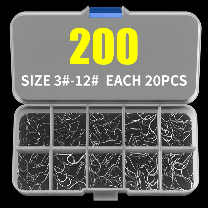 Fishing Hooks Set PremiumHigh Carbon Steel Barbed FishHooks for Saltwater Freshwater Fishing Gear Fishing Accessories