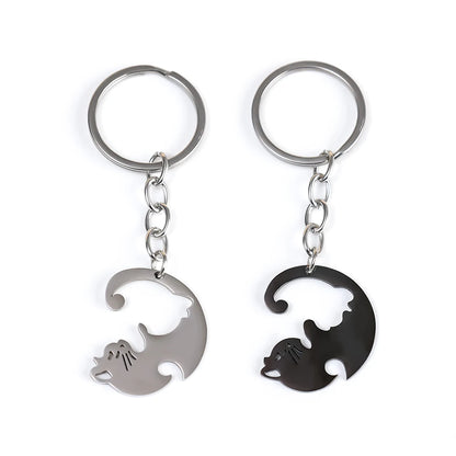 Creative Silicone Animal Cow Car Keychains Personality Cartoon Cute Cat Car Key Chain Ring Bag Pendant Key Accessories Widget