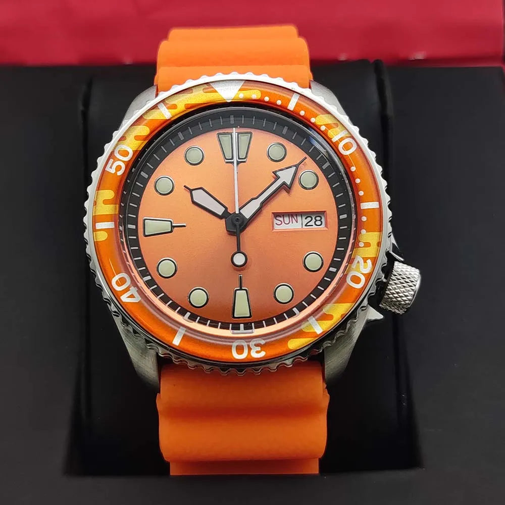2024 new casual men's mechanical wristwatch 5Bar waterproof NH36 movement automatic watch men's orange watch