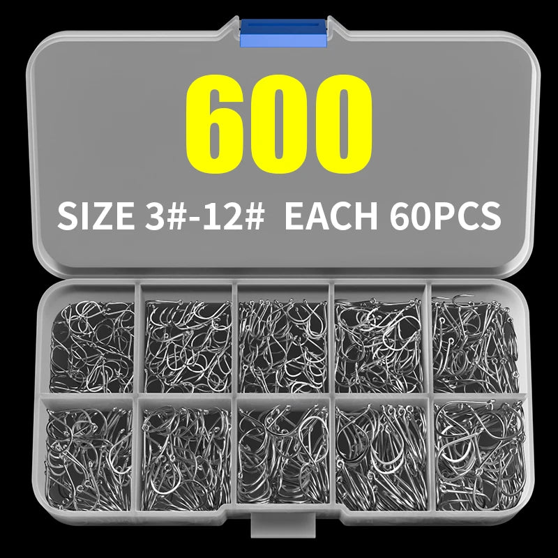Fishing Hooks Set PremiumHigh Carbon Steel Barbed FishHooks for Saltwater Freshwater Fishing Gear Fishing Accessories